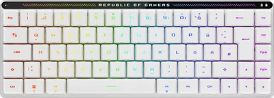 Obrázok produktu pre ASUS ROG Falchion RX Low Profile, 65%, Káblový a bezdrôtový, USB + RF Wireless + Bluetooth, Optický spínač klávesov, RGB LED, Biela