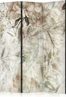 Produktbild von Akusticher Raumteiler Ziegel Foto Paravent 135x172 cm beidseitig auf Vlies-Leinwand bedruckt Akustikschaum Trennwand Spanische Wand Sichtschutz Home Office 3D Blumen Blätter Retro Schatten b-A-10394-z-a
