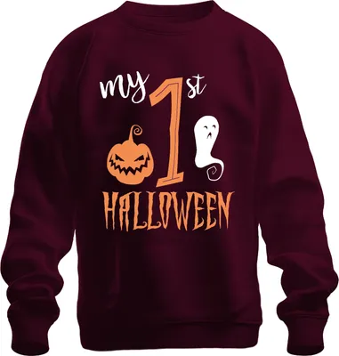 Produktbild von my 1st Halloween Baby ErstesJahr Kürbis Gespenst Süß Kürbisgesich Uni Sweatshirt Pullover, Burgundy, L