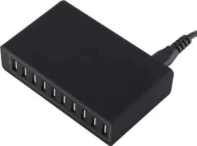 Image de Multi -Gates 10 -Ports Chargeur USB 50W 10A Chargeur mural Charge rapide intelligente pour plusieurs appareils (prise UE)