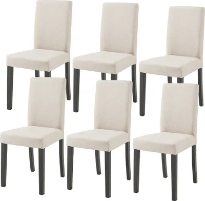 Image de Chaise de salle à manger 'Hamburg' (lot de 6) Chaise rembourrée Textile Pieds en bois Beige