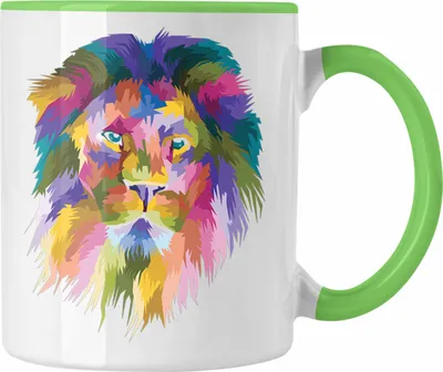 Produktbild von Trendation - Löwe Polygon Tasse Geschenk Löwen-Liebhaber Löwen (Grün)