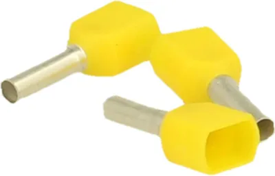 Produktbild von TWIN-Aderendhülsen isoliert, Größe N, Farbe Kodierung WE Querschnitt 2x 1mm² gelb - 1 Stück