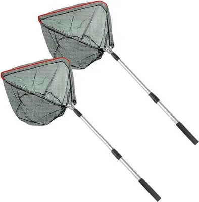 Produktbild von Famanu Fischernetz zusammenklappbar - Nylon - 2 Stück - teleskopischer Griff - 130 cm