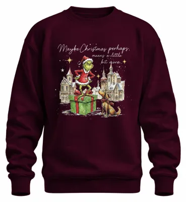 Obrázok produktu pre Možno Vianoce znamenajú niečo viac – vtipná mikina Grinch, uni, bordová, XL