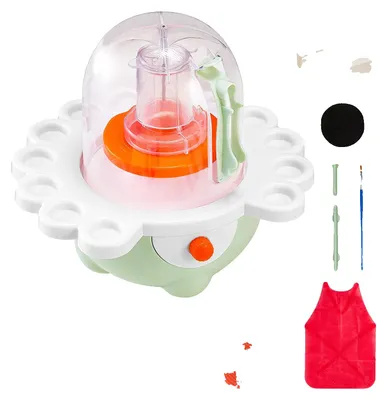 Image de VEVOR Mini machine à tour de potier avec plateau tournant de 50 / 80 mm & vitesse réglable, tour d'argile électrique pour débutants, kit de poterie complet avec outils de sculpture en argile, DIY vert