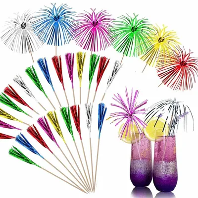 Produktbild von Cocktailspieße Feuerwerk 100 Stück 15 cm Holz/Papier bunt