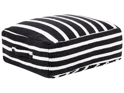 Produktbild von BELIANI Pouf Schwarz und Weiß Baumwolle quadratisch 50x50cm mit EPS-Füllung Modernes Design Bodenkissen für Wohnzimmer Schlafzimmer
