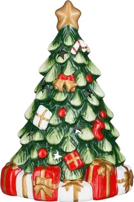 Imagen del producto de Figurita de cerámica, adorno navideño con forma de árbol, 27 cm