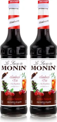 Produktbild von Monin Sirup Himbeer Tee 700ml - Cocktails Milchshakes Kaffeesirup (2er Pack)