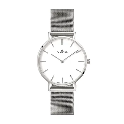 Obrázok produktu pre Dámske náramkové hodinky DUGENA 4460745, quartz, biely ciferník, puzdro z nehrdzavejúcej ocele, zafírové sklíčko, milánsky náramok z nehrdzavejúcej ocele, posuvné zapínanie, 3 bar