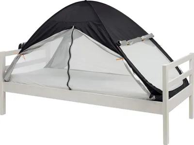 Produktbild von Pop-up Bettzelt - Doppelbett Mückennetz - Mückenzelt für das Bett - Insektenschutz - Faltbar und leicht - 200 x 90 x 110 cm - Mückennetz für Bett & Reisen mit Tragetasche schwarz