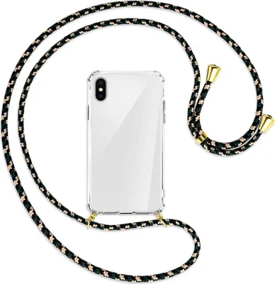 Produktbild von Handykette Backcover-Schutzhülle mit Band (Metall goldfarben) für Apple iPhone X / XS / 10 - camouflage