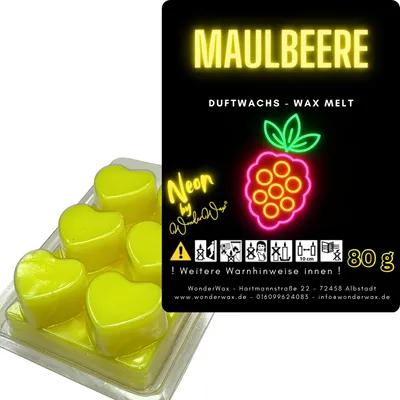 Produktbild von WonderWax Neon Duftwachs Wax Melts für Duftlampe, 6 Herzen Duftmelt Wachsmelt Sojawachs Neon Herzen für Raumdüfte, Wachs Duftöl Indoor Herbst Melts für Aromalampe Maulbeere