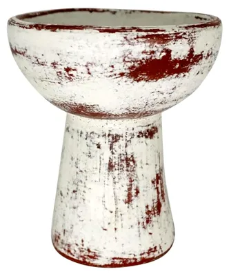 Produktbild von Räucherkelch SUNDARI Whitewash – Handgefertigtes Terracotta Räuchergefäß Ø 13 cm im Shabby Chic Stil
