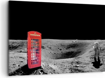 Produktbild von Bild auf Leinwand - Leinwandbild - Telefon london Mond Astronaut - 100x70cm - Wand Bild - Wanddeko - Leinwanddruck - Bilder - Kunstdruck - Wanddekoration - Leinwand bilder - Wandkunst - AA100x70-3181