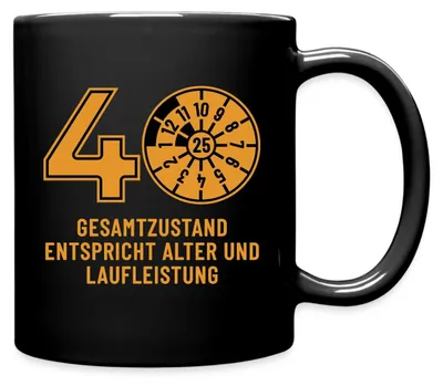 Produktbild von Spreadshirt 40. Geburtstag | Design Tasse Einfarbig, One size, Schwarz