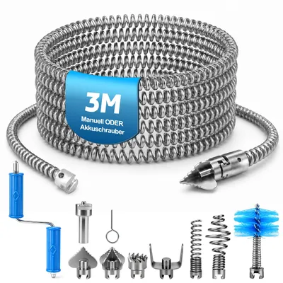 Produktbild von Rohrreinigungsspirale 3mר12mm für Ø30-80mm Rohr Abflussreiniger Spirale Abfluss Rohrreinigung Abflussspirale Rohrreiniger zum Rohrreinigungsmaschine