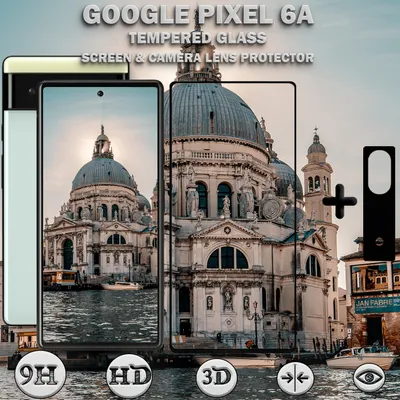 Produktbild von Google Pixel 6a Displayschutzfolie und Objektivschutz aus gehärtetem Glas 9H