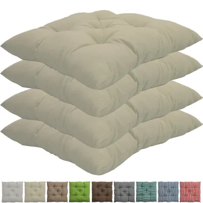 Produktbild von Stuhlkissen Genua 38x38 cm 4er Pack Sitzkissen mit Steppung, Farbe:Ecru