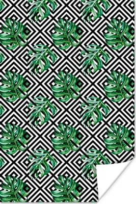 Produktbild von MuchoWow® Poster Jahrgang - Monstera - Muster 60x90 cm - Wanddekoration