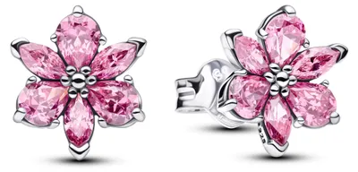 Produktbild von PANDORA Damen Ohrstecker Herbarium rosa Blume, Sterlingsilber