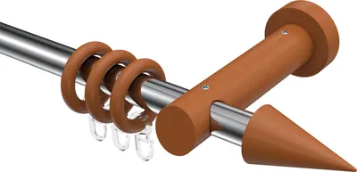Produktbild von Interdeco Gardinenstange / Vorhangstange Chrom / Kirschbaum lackiert, Typ Talena Siveo (Kegel), 20 mm Ø 1-läufig, 280 cm