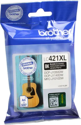 Produktbild von Brother LC-421XLBK, Hohe (XL-) Ausbeute, Schwarz, 1 Stück(e), 500 Seiten, 500 Seiten, Einzelpackung