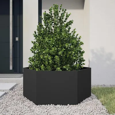 Produktbild von vidaXL Pflanzkübel Schwarz Sechseckig 104x90x45 Stahl