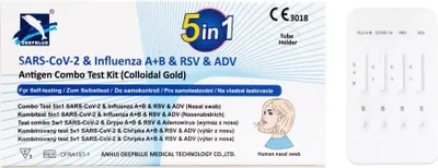 Produktbild von Deepblue Combo 5in1 Selbsttest – SARS-CoV-2, Influenza A+B, RSV & ADV - 10x1 Box | CE3018