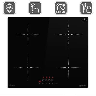 Image de Plaque Induction avec cadre 60cm 7 kW 4 Zones de cuisson 9 niveaux de puissance