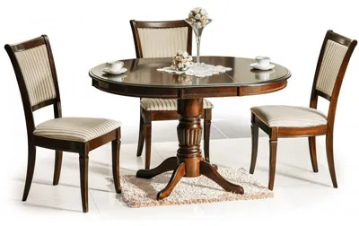 Image de Table extensibles ronde en bois MDF - Marron - 6 couverts - H 75 cm x D 90 cm