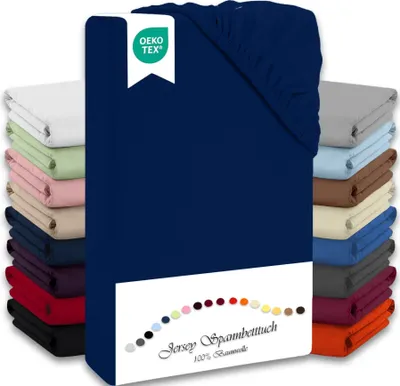 Produktbild von Jersey Spannbettlaken 90-100x190-200cm Marine