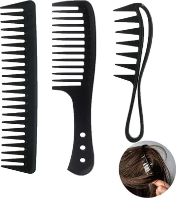 Image de Set de peignes antistatiques pour différents types de cheveux - 3 pièces, noir