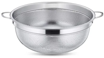 Produktbild von Küchensieb - Mikroperforiertes Abtropfsieb mit Griff - Zum Abgießen und Spülen von Nudeln, Gemüse, Obst und Reis - 20 cm Durchmesser