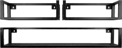 Produktbild von Wandregal Vintage schwarzes Mangoholz – 3er-Set groß