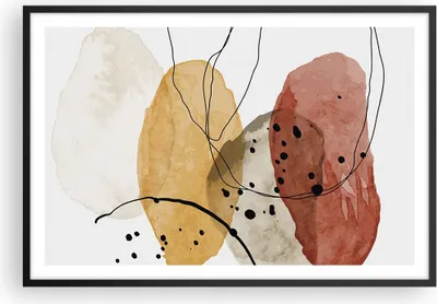 Produktbild von Gerahmtes Poster - Schwarzer Rahmen - Aquarell Abstraktion Formen - 91,5x61 cm - Wand Bild - Wanddeko - Wandbilder - Kunstposter - Wandposter - Bilderrahmen - Bilder - Kunstdruck - P2BAA91x61-4658