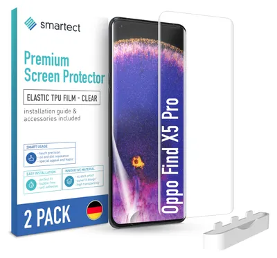 A product shot of a screen protector for a smartphone, with packaging and accessories.