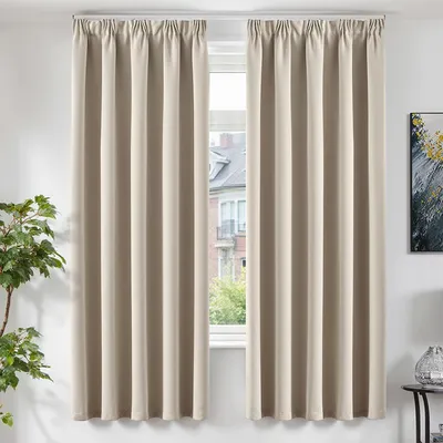 Produktbild von Moderne Verdunkelungsvorhänge mit Faltenband Beige 140 x 200 cm Set von 2