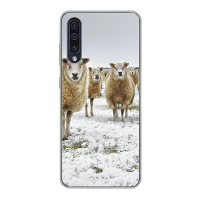 Produktbild von MuchoWow® Handyhülle Schutzhülle Hülle für Samsung Galaxy A30s Schafe - Wolle - Schnee Silikon Softcase Handy Hülle - Karteninhaber