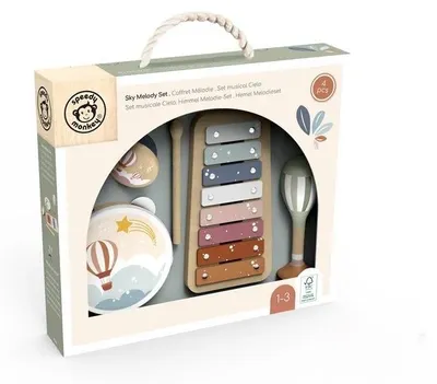 Productafbeelding van Set van 4 houten muziekinstrumenten (M), Speedy Monkey
