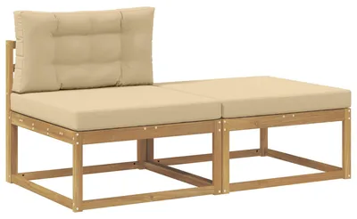 Image de 2 Pièce Pouf d'Extérieur Polyester Blanc