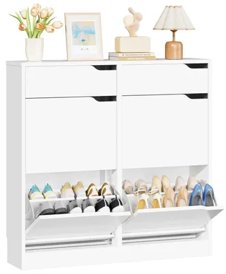 Produktbild von IRONCK Schuhschrank mit 4 Klappen, Schuhkipper Schmal mit 2 Schubladen, freisteh