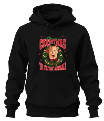 Obrázok produktu pre Merry Christmas Ya Filthy Animal Kevin McCallister - Home Alone Christmas Xmas Uni mikina s kapucňou, čierna, XL