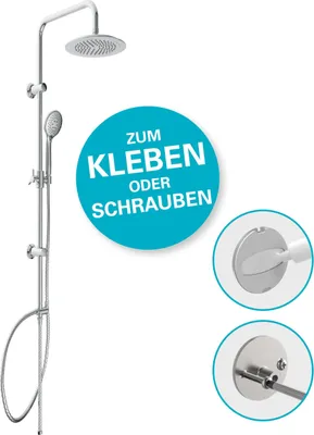 Produktbild von eisl Duschsystem OHNE BOHREN,  Regendusche ohne Armatur, Duschbrause, Dusche in Chrom