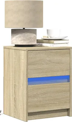 Obrázok produktu pre vidaXL Nočné stolíky s LED osvetlením 2 ks Materiál na báze dreva dub Sonoma