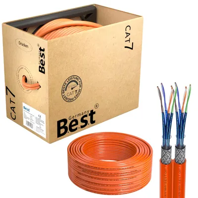 Produktbild von B.E.S.T. CAT 7 Netzwerkkabel 100 m Duplex S/FTP 10 Gbit/s 1000 MHz Kupfer LSZH Schwarz
