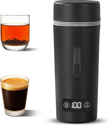 Produktbild von Tragbarer elektrischer Wasserkocher zum Kochen von Wasser, 1,5 Tassen Tee-/Kaffeekessel mit 4-stufiger Temperaturregelung, Touchscreen, Wasserkocher aus Edelstahl 304 mit automatischer Abschaltung und Trockengehschutz