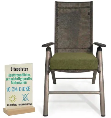 Zdjęcie produktu dla Pillows24 - Ergonomiczna poduszka do siedzenia na zewnątrz - 1x [ 40x40x10 cm ] w kolorze zielonym - Nadające się do prania siedzisko z zamkiem błyskawicznym na krzesło do mebli ogrodowych