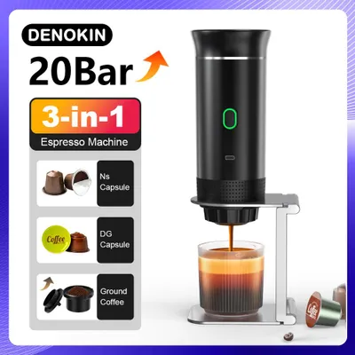 Produktbild von Denokin Tragbare Espressomaschine kabellos 20 Bar Kapsel-Kaffeemaschine